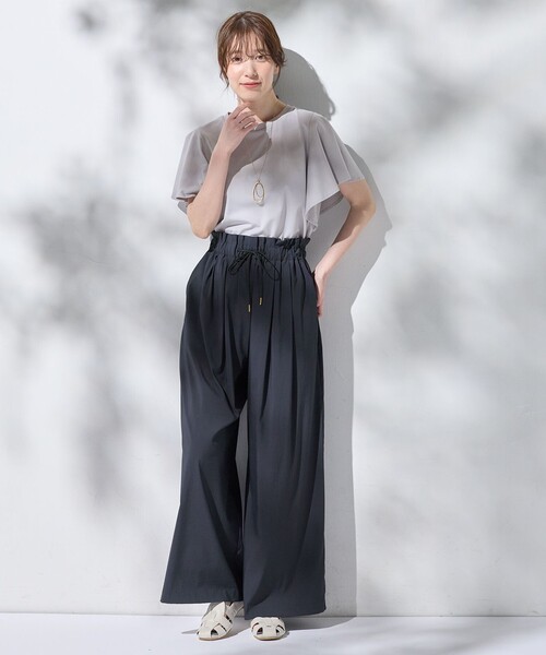 ANY(エニィ)の「【新色追加/ウエストゴム】清涼リラックスハイウエストパンツ(その他パンツ・レディース・ライトグレー系/ブラック系/黄土色系/グレー系・2/1/3)」の10枚目の写真