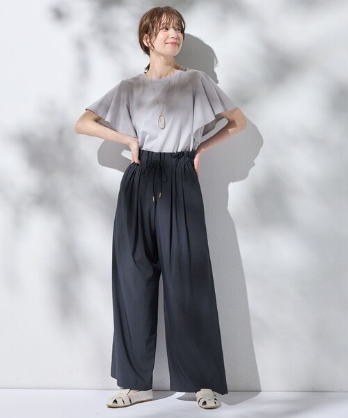 ANY(エニィ)の「【新色追加/ウエストゴム】清涼リラックスハイウエストパンツ(その他パンツ・レディース・ライトグレー系/ブラック系/黄土色系/グレー系・2/1/3)」の12枚目の写真