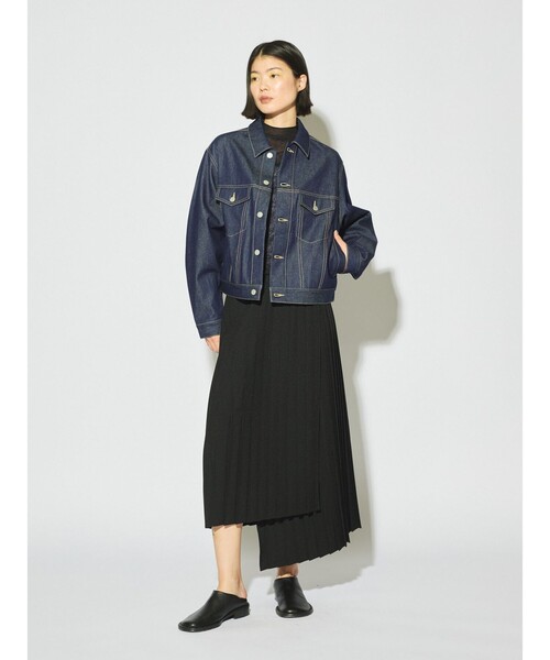 MIDIUMISOLID(ミディウミソリッド)の「MIDIUMISOLID for Ladies ショートデニムジャケット(ダウンジャケット/コート・レディース・ブルー/ホワイト・FREE)」の14枚目の写真