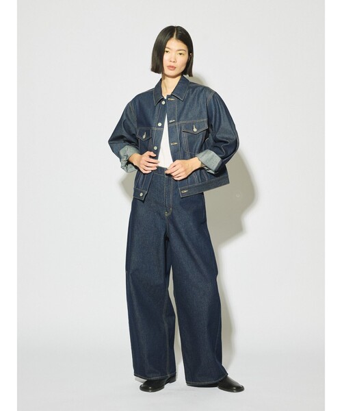 MIDIUMISOLID(ミディウミソリッド)の「MIDIUMISOLID for Ladies ショートデニムジャケット(ダウンジャケット/コート・レディース・ブルー/ホワイト・FREE)」の12枚目の写真