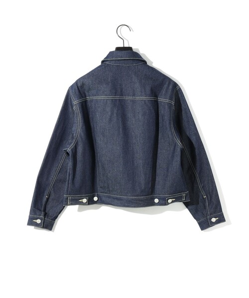 MIDIUMISOLID(ミディウミソリッド)の「MIDIUMISOLID for Ladies ショートデニムジャケット(ダウンジャケット/コート・レディース・ブルー/ホワイト・FREE)」の7枚目の写真