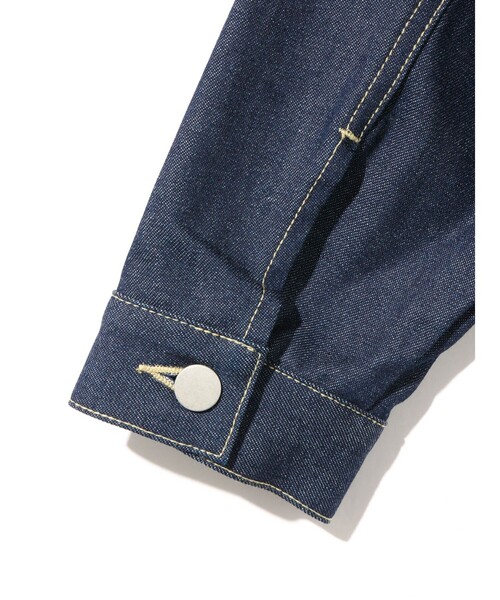 MIDIUMISOLID(ミディウミソリッド)の「MIDIUMISOLID for Ladies ショートデニムジャケット(ダウンジャケット/コート・レディース・ブルー/ホワイト・FREE)」の5枚目の写真
