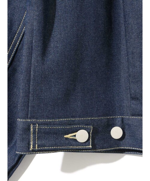 MIDIUMISOLID(ミディウミソリッド)の「MIDIUMISOLID for Ladies ショートデニムジャケット(ダウンジャケット/コート・レディース・ブルー/ホワイト・FREE)」の4枚目の写真