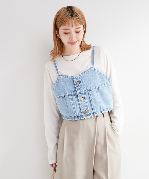 B.C STOCK(ベーセーストック)の「LEE/リー BUSTIER ビスチェ(ベスト・レディース・ブルー・MEDIUM)」の7枚目の写真