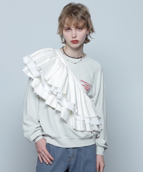 ROSE BUD（ローズバッド）の「(CREOLME)メニーウェイフリル付け衿ベルト（シャツ/ブラウス・レディース・ブラック/ホワイト・ONE SIZE）」の2枚目の写真