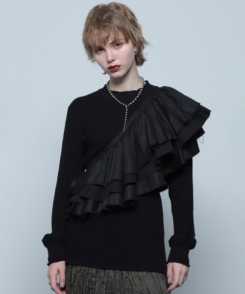 ROSE BUD（ローズバッド）の「(CREOLME)メニーウェイフリル付け衿ベルト（シャツ/ブラウス・レディース・ブラック/ホワイト・ONE SIZE）」の11枚目の写真
