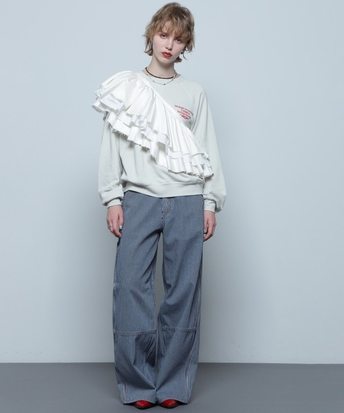 ROSE BUD（ローズバッド）の「(CREOLME)メニーウェイフリル付け衿ベルト（シャツ/ブラウス・レディース・ブラック/ホワイト・ONE SIZE）」の17枚目の写真