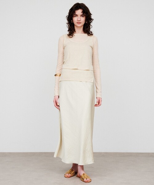 cloenc(クロエンス)の「【手洗い可】サテンフレアスカート(スカート・レディース・カーキ/ピンク/ライトベージュ/ホワイト系3・01/02/03)」の3枚目の写真