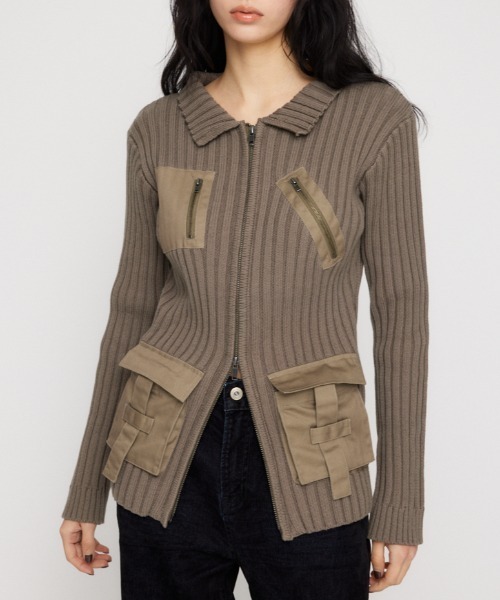 LAGUA GEM COTTON POCKET ニット カーキ LAGUA GEM COTTON POCKET ニット カーキ