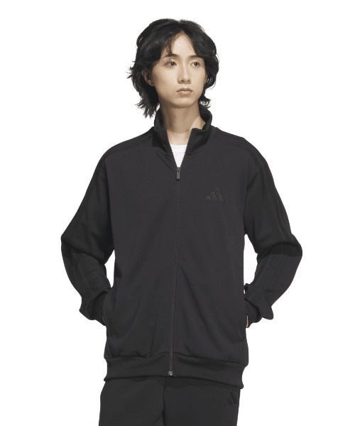 adidas(アディダス)の「アディダス adidas スリーストライプス レギュラーフィット ダブルニット トラックジャケット(ジャージ・メンズ・ブラック×ホワイト/ブルー系その他/ブラック×ブラック/ネイビー・LL/M/L/3L/S/XL)」の3枚目の写真