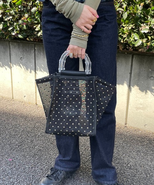 Casselini(キャセリーニ)の「Casselini(キャセリーニ)ドットチュールハンドバッグ(ショルダーバッグ・レディース・ブラック/ベージュ・FREE)」の10枚目の写真