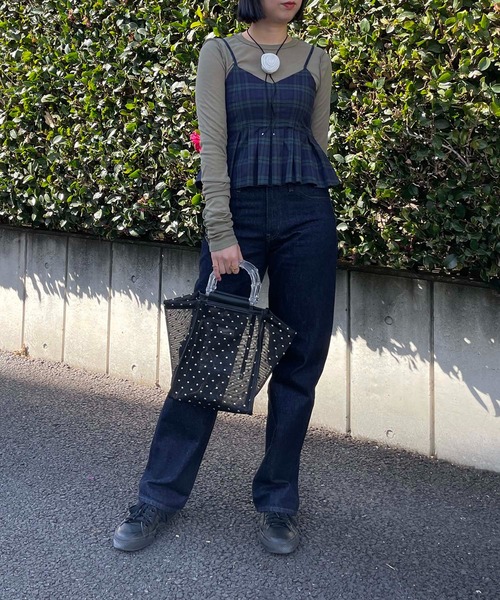 Casselini(キャセリーニ)の「Casselini(キャセリーニ)ドットチュールハンドバッグ(ショルダーバッグ・レディース・ブラック/ベージュ・FREE)」の11枚目の写真