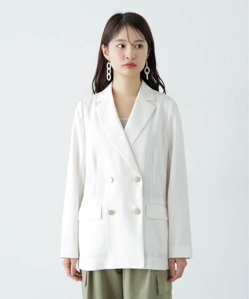 N.(N. Natural Beauty Basic)(エヌエヌナチュラルビューティーベーシック)の「マットウースダブルジャケット(テーラードジャケット・レディース・ブラウン/オフホワイト/ネイビー/グレー・SMALL/MEDIUM)」の12枚目の写真