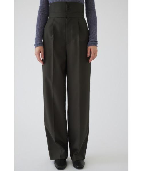 RIM.ARK(リムアーク)の「Gabardine super high waist PT ギャバジンスーパーハイウエストパンツ(スラックス・レディース・ネイビー/マルチ/ダークグリーン・38/36)」の2枚目の写真