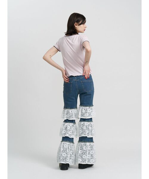 フリル付きレース風フレアパンツ【5月25日限定大幅値下げ】 フリルレースロングフレアパンツ – レディースファッション通販