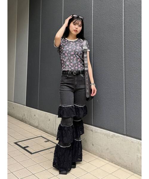 jouetie レースフリル フレアパンツ jouetie ジーンズ デニム デニムパンツ レースフリルフレア