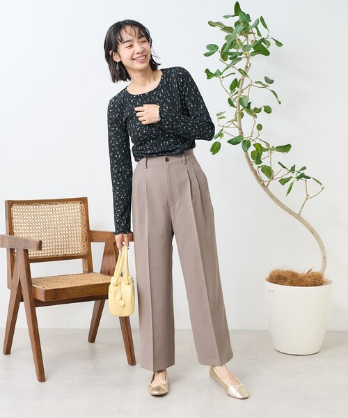 セール】花柄 ストレッチトップス（Tシャツ/カットソー