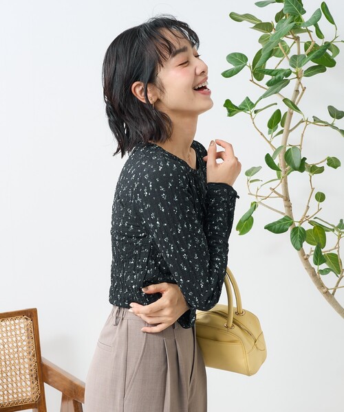 セール】花柄 ストレッチトップス（Tシャツ/カットソー