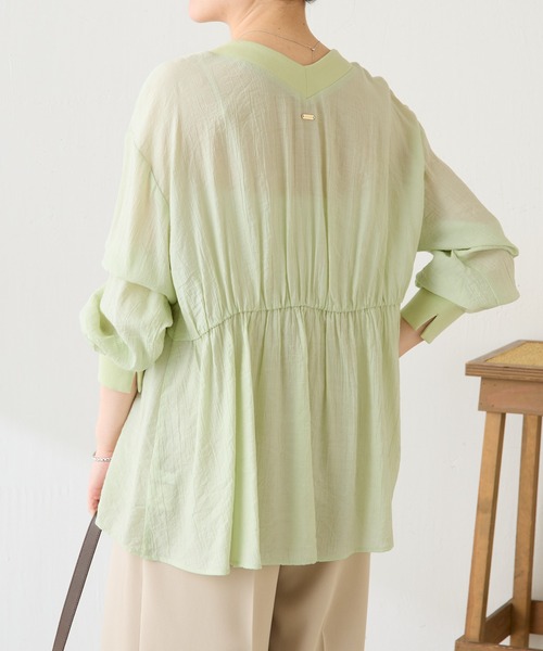 COLLAGE GALLARDAGALANTE（コラージュガリャルダガランテ）の「強撚シアーシャツカーディガン/新色追加/WEB限定カラー展開（シャツ/ブラウス・レディース・イエロー/ブラック/アイボリー/ミント/ネイビー/ブラウン・FREE）」の21枚目の写真