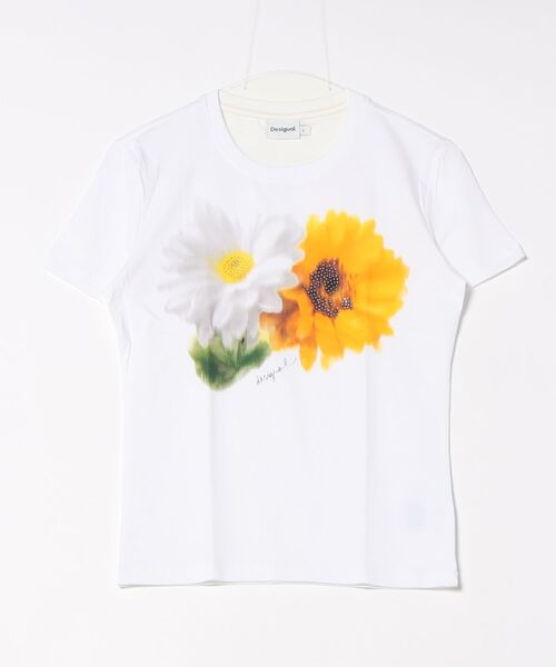 Desigual（デシグアル）の「ぼかし花柄のTシャツ（Tシャツ/カットソー・レディース・ホワイト・XS/S/M/L/XL）」の4枚目の写真