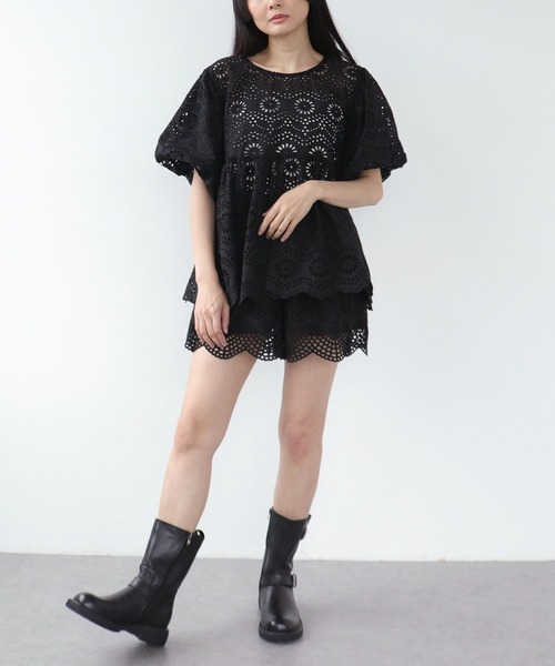 Three Four Time（ｽﾘｰﾌｫｰﾀｲﾑ）の「コットン刺繍ショートパンツ（その他パンツ・レディース・ブラック/アイボリー・FREE）」の16枚目の写真