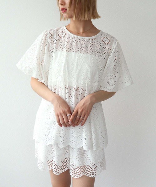 Three Four Time（ｽﾘｰﾌｫｰﾀｲﾑ）の「コットン刺繍ショートパンツ（その他パンツ・レディース・ブラック/アイボリー・FREE）」の8枚目の写真