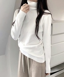 ハイネックリブニット