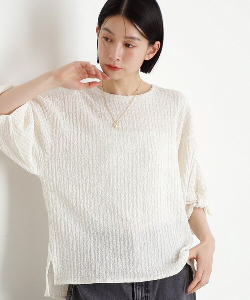 THE SHOP TK (ザ ショップ ティーケー )の「ポコポコ袖タックプルオーバー【洗濯機OK】(Tシャツ/カットソー・レディース・サックスブルー/オフホワイト/イエロー系その他/ブラック・12/13)」の2枚目の写真