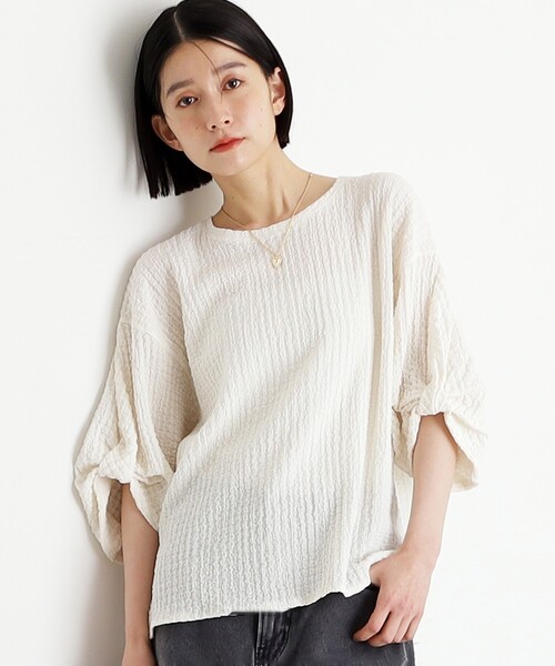 THE SHOP TK (ザ ショップ ティーケー )の「ポコポコ袖タックプルオーバー【洗濯機OK】(Tシャツ/カットソー・レディース・サックスブルー/オフホワイト/イエロー系その他/ブラック・12/13)」の10枚目の写真