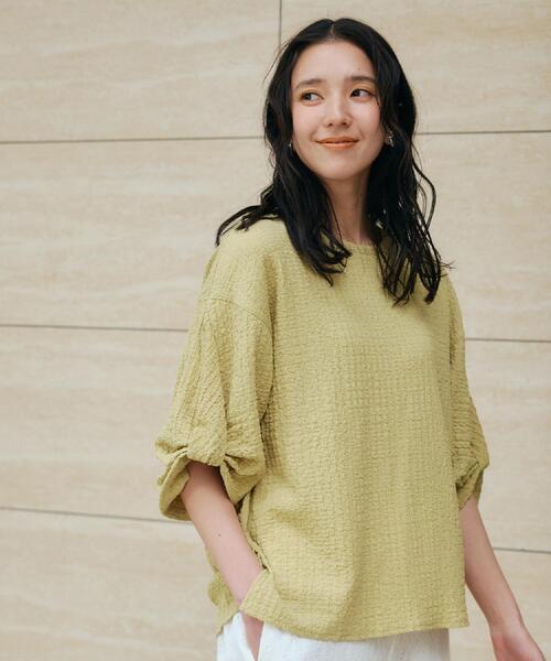 THE SHOP TK (ザ ショップ ティーケー )の「ポコポコ袖タックプルオーバー【洗濯機OK】(Tシャツ/カットソー・レディース・サックスブルー/オフホワイト/イエロー系その他/ブラック・12/13)」の4枚目の写真