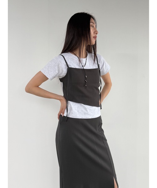 Didot.showroom(ディドット ショールーム)の「サイドスリッドIラインスカート(スカート・レディース・ブラック/チャコール・FREE)」の7枚目の写真