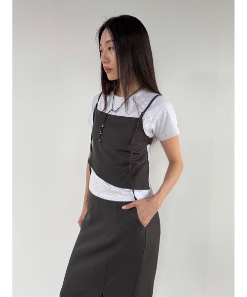 Didot.showroom(ディドット ショールーム)の「サイドスリッドIラインスカート(スカート・レディース・ブラック/チャコール・FREE)」の15枚目の写真