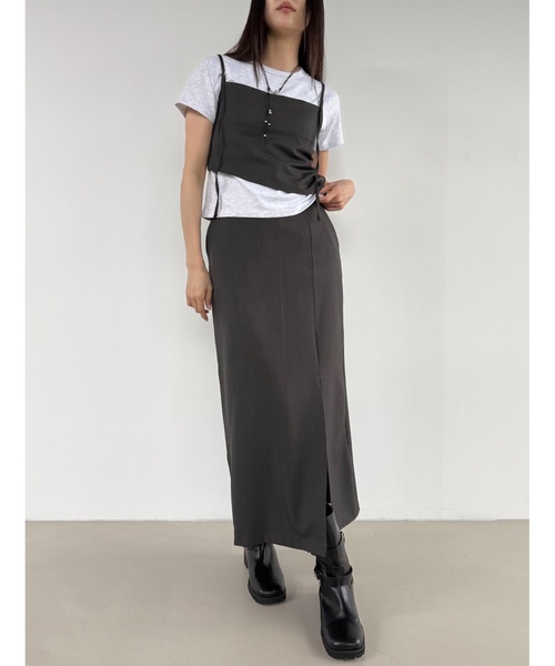 Didot.showroom(ディドット ショールーム)の「サイドスリッドIラインスカート(スカート・レディース・ブラック/チャコール・FREE)」の8枚目の写真