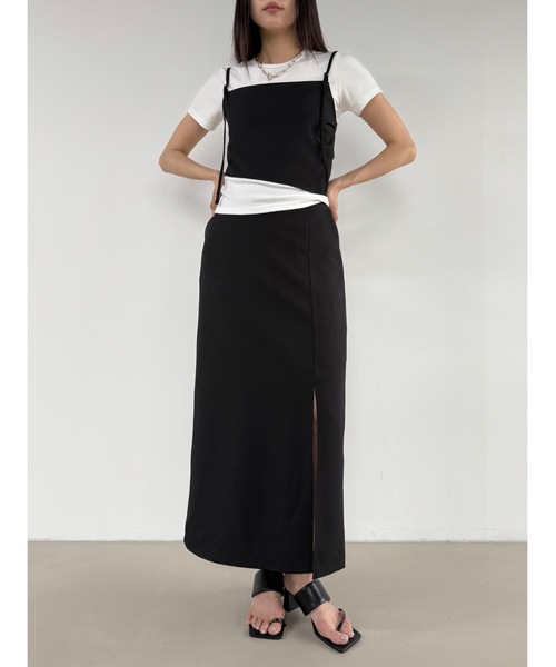 Didot.showroom(ディドット ショールーム)の「サイドスリッドIラインスカート(スカート・レディース・ブラック/チャコール・FREE)」の5枚目の写真
