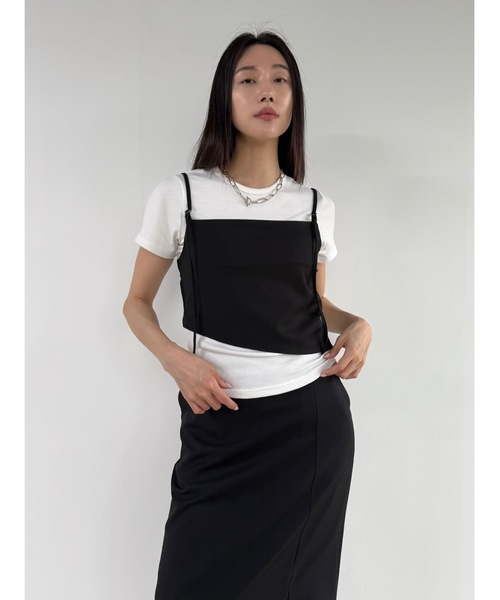 Didot.showroom(ディドット ショールーム)の「サイドスリッドIラインスカート(スカート・レディース・ブラック/チャコール・FREE)」の3枚目の写真