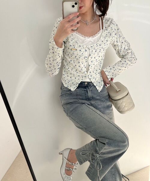 MAJESTIC LEGON（マジェスティックレゴン）の「キャミレイヤードライクカットトップス（Tシャツ/カットソー・レディース・ピンク/ホワイト系その他2/グレー/アイボリー/ブラック系その他/クリーム/ライトピンク・MEDIUM）」の11枚目の写真