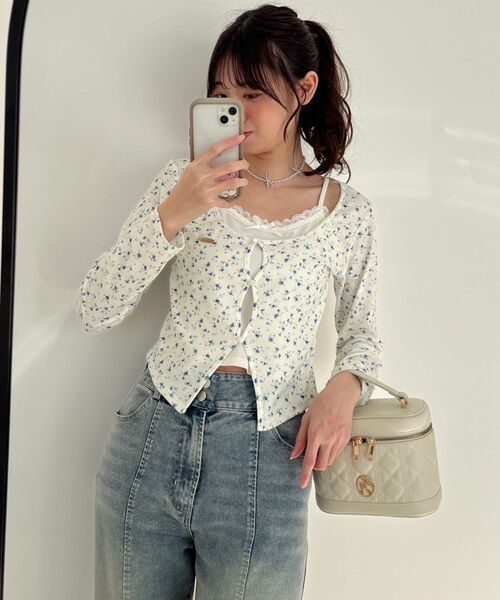 MAJESTIC LEGON（マジェスティックレゴン）の「キャミレイヤードライクカットトップス（Tシャツ/カットソー・レディース・ピンク/ホワイト系その他2/グレー/アイボリー/ブラック系その他/クリーム/ライトピンク・MEDIUM）」の12枚目の写真