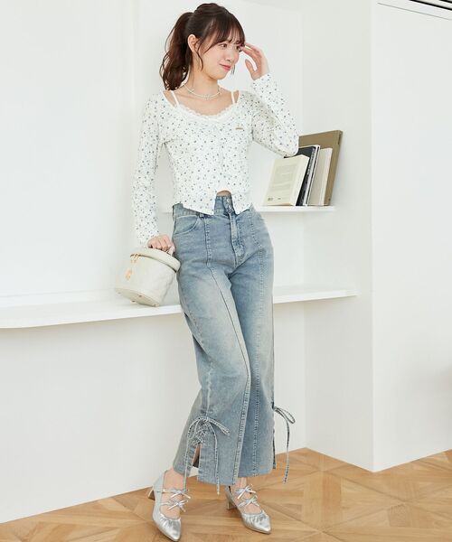 MAJESTIC LEGON（マジェスティックレゴン）の「キャミレイヤードライクカットトップス（Tシャツ/カットソー・レディース・ピンク/ホワイト系その他2/グレー/アイボリー/ブラック系その他/クリーム/ライトピンク・MEDIUM）」の14枚目の写真