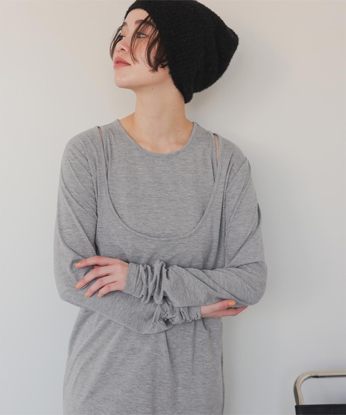 titivate(ティティベイト)の「2setレイヤードカットソーワンピース(ワンピース・レディース・ブラック/アイボリー/杢グレー・S/SP/L/M)」の20枚目の写真