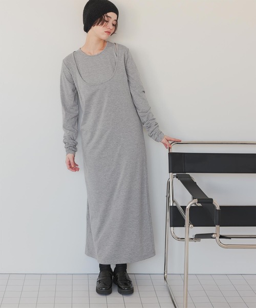 titivate(ティティベイト)の「2setレイヤードカットソーワンピース(ワンピース・レディース・ブラック/アイボリー/杢グレー・S/SP/L/M)」の13枚目の写真