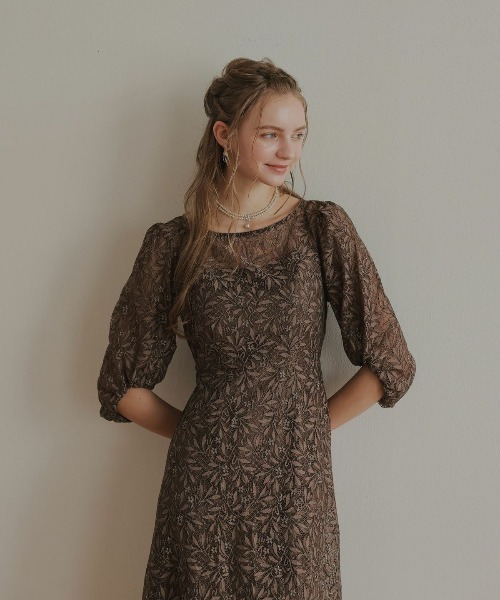 ギャザースリーブフラワードレス（ドレス）｜Dorry Doll（ドリー