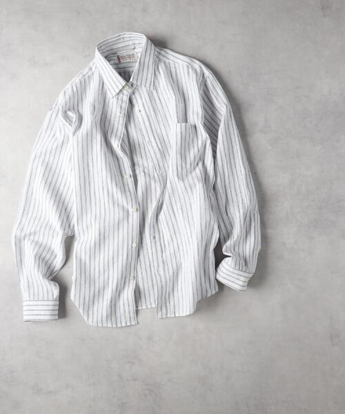 BACK NUMBER(バックナンバー)の「BACK NUMBER(バックナンバー)【メンズ】綿麻ストライプシャツ(シャツ/ブラウス・メンズ・ホワイト/ネイビー・XL/L/M/S)」の12枚目の写真
