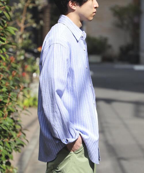 BACK NUMBER(バックナンバー)の「BACK NUMBER(バックナンバー)【メンズ】綿麻ストライプシャツ(シャツ/ブラウス・メンズ・ホワイト/ネイビー・XL/L/M/S)」の14枚目の写真