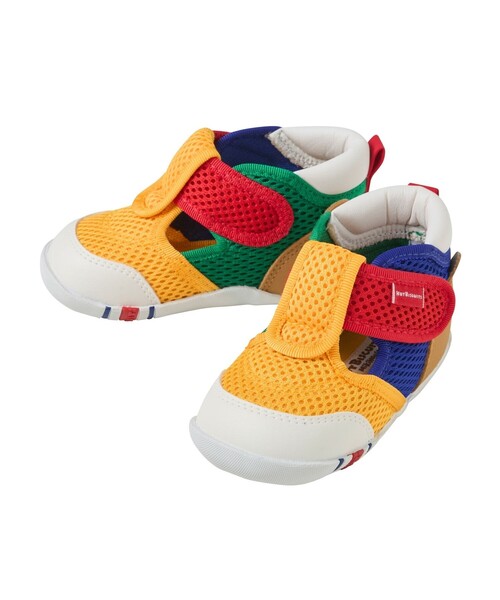 HOT BISCUITS（ホットビスケッツ）の「かかと顔 メッシュ ファーストベビーシューズ（スニーカー・キッズ・ラベンダー/グリーン/イエロー/マルチ/アイボリー・13.5cm/12.5cm/12cm/13cm/11.5cm）」の5枚目の写真