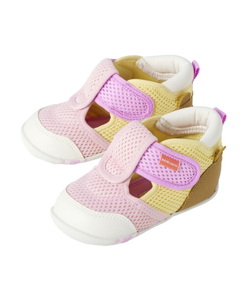 HOT BISCUITS（ホットビスケッツ）の「かかと顔 メッシュ ファーストベビーシューズ（スニーカー・キッズ・ラベンダー/グリーン/イエロー/マルチ/アイボリー・13.5cm/12.5cm/12cm/13cm/11.5cm）」の4枚目の写真