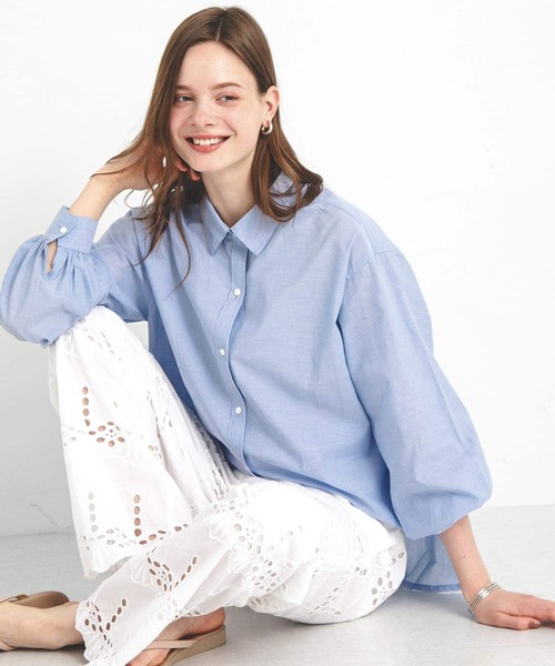 AOZORA×Chinook sport　ストライプZIPシャツ　ネイビー ワイシャツ ストライプ ネイビー ブロード SMC｜CHOYA SHIRT