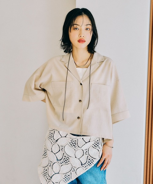 レプシィム 今季完売 キャミレイヤード5分袖シャツ アイボリー LEPSIM｜キャミレイヤード5分袖シャツ | Rakuten Fashion(楽天