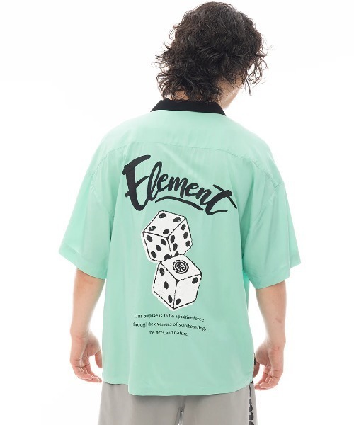 ELEMENT(エレメント)の「ELEMENT メンズ DICE SHIRTS SS 半袖シャツ 【2025年春夏モデル】/エレメントバックプリントボーリングシャツ(シャツ/ブラウス・メンズ・ブラック/グリーン・LARGE/MEDIUM/X-LARGE)」の2枚目の写真