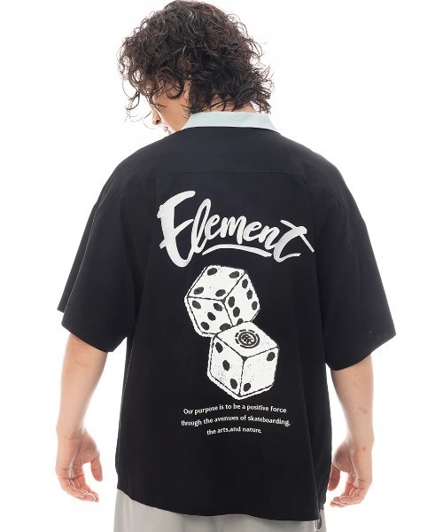 ELEMENT(エレメント)の「ELEMENT メンズ DICE SHIRTS SS 半袖シャツ 【2025年春夏モデル】/エレメントバックプリントボーリングシャツ(シャツ/ブラウス・メンズ・ブラック/グリーン・LARGE/MEDIUM/X-LARGE)」の1枚目の写真