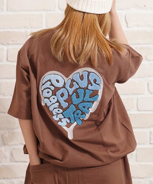 ハート サガラ刺繍 スウェットTシャツ【セットアップ可能